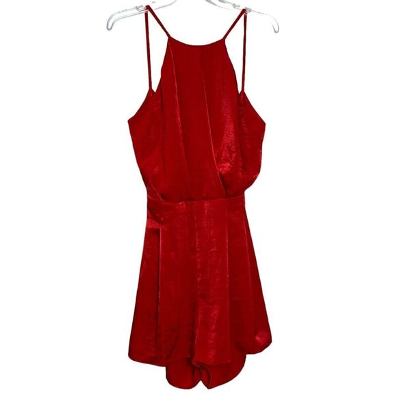 Zara  Red Jumpsuite Sleeveless Spaghetti Straps Tie Back Romper Medium - Picture 3 of 16